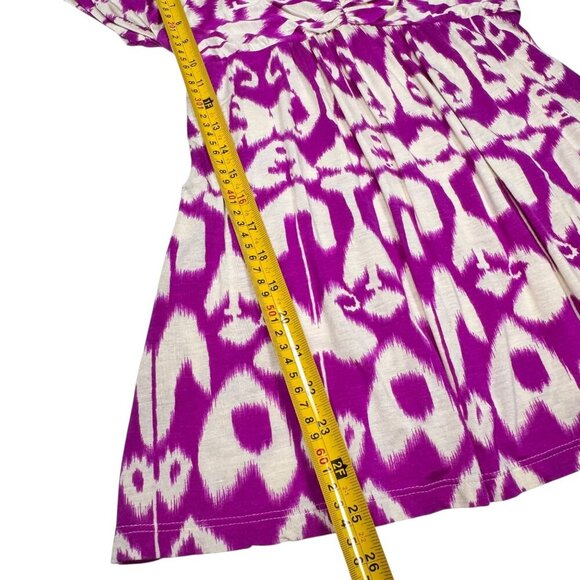 VTG Y2K Babydoll Top Sz.M Ikat Print Short Puff Sleeve Boho Coquette Festival - Picture 7 of 10